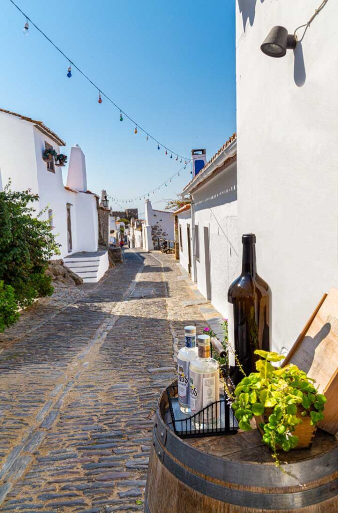 Garrafa de vinho alentejano é exibida na porta de loja